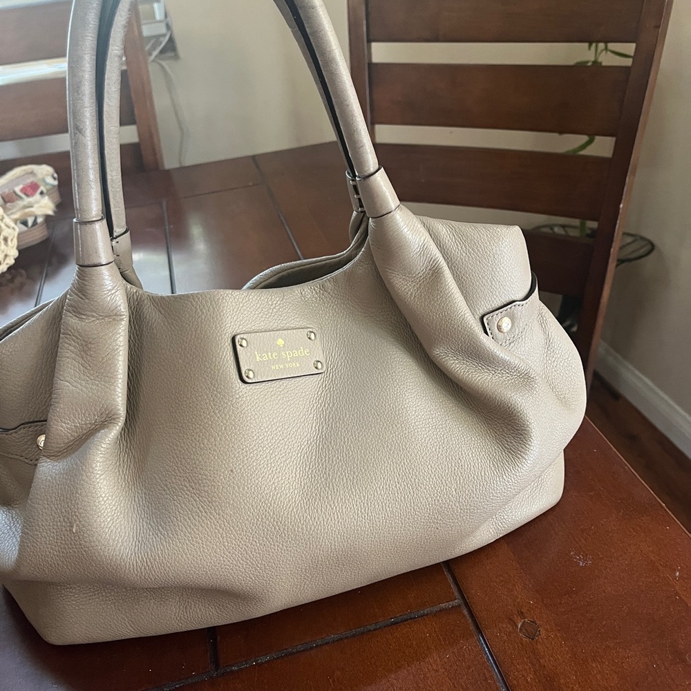 Kate Spade greige authentic Leather Tote Bag